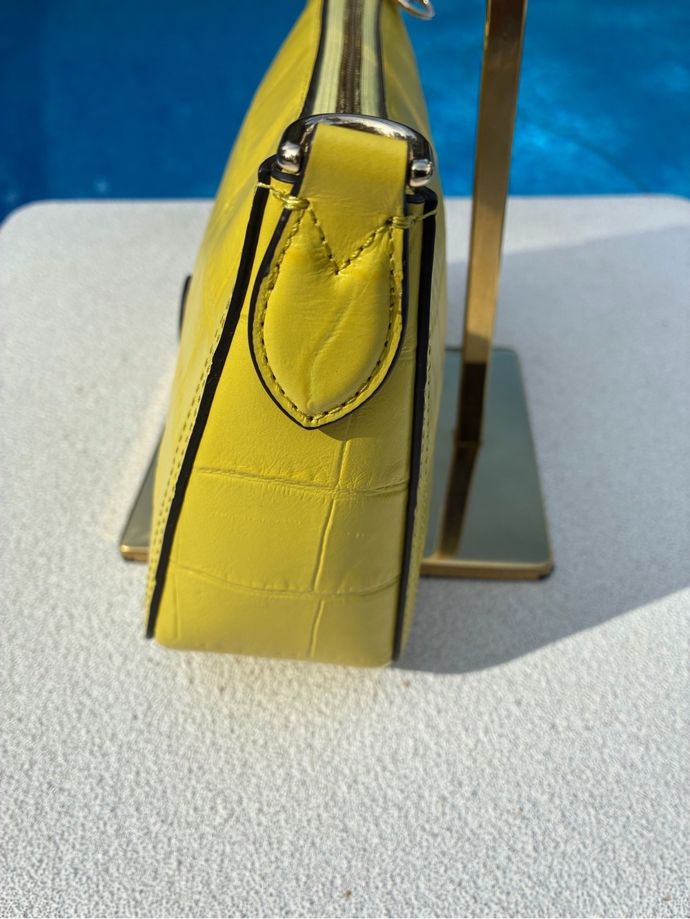Furla Atena S Crossbody Yellow Croc Embossed Bag+2 Straps+Dust Bag - Picture 4 of 16